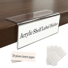 Acrylic Shelf Label Holder, 20 Pack L-Shape Rigid Shelf Label Holders for Lib... picture