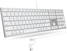 TECKNET Wired Keyboard for Mac, Ultra-Slim Silent Keyboard with USB & Type-C Dua picture