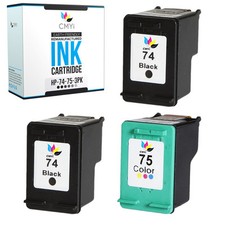3 PK Replacement for HP 74 75 Ink Cartridges Black Tri-Color Color Cartridge picture
