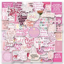 Bonitzdm 100 PCS Bible Verse Stickers Inspirational Pink Christian Multicolor picture