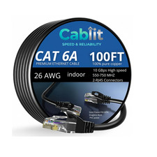 3 - 100ft Cat6A UTP Ethernet Cable 10Gbps Pure Copper RJ45 Patch Cord Black Bulk picture
