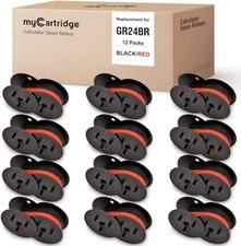Calculator Ribbon, 12 Packs, Twin Spool, Black/Red, For Sharp El-1197piii picture