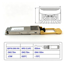 QSFP56 200GBASE‑SR4 Multi‑Mode Transceiver 850nm MMF MPO 100m OM4 DDM Module picture