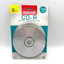 Maxell CDR 5 Pack Disc Recordable 48X 700MB 80 Minute Burnable Compact Disc picture