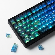 115 Keys Blue Transparent Keycaps Starry Sky Cherry Profile Fits 60100% picture