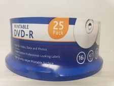 25 Ativa Office Depot White Inkjet Printable DVD+R Discs Disk 16X 4.7GB 120mins picture