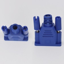 50pcs D-Sub Hood Cover Case For 9pin 2 Row or 15pin 3 Row One Piece Moulded Blue picture