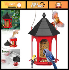 Metal Bird Feeder for Outdoors - Hanging Seed Feeder for Garden, Easy to Fill & picture