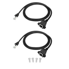 2Pcs Cat6 Ethernet Extension Cable 2FT, RJ45 Male to Female Ethernet Panel Mo... picture