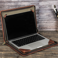 For MacBook Pro 13.3 Inch Leather Laptop Bag Zipper Folio Case Protective Cover picture