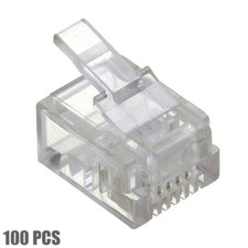 100x Pack RJ12 DSL Modular Plugs 6P6C Solid Telephone Phone Connector End Head picture