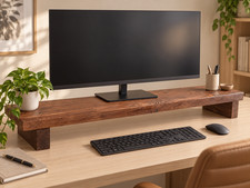Monitor Stand, Solid Wood TV Stand, Computer Monitor Riser, Desk Organizer, Rust picture
