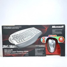 New Microsoft Wireless Laser Desktop 6000 Keyboard and Mouse Set Silver Grey picture