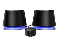 Basics Bluetooth and USB Computer Speakers with Blue Lighting, Large, Bla picture