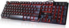 Large Print Letters Computer Keyboard LED Lighted White Backlit Full Size Key picture