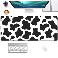 Cow Print Desktop Mouse Pad,Desk Mouse Mat with Non-Slip Stitched Edges,Desk ... picture