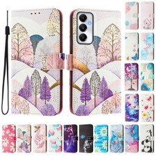 Luxury Flower Cat Marble Wallet Cover Case For A05S A15 A16 A23 A33 A35 A55 A54 picture