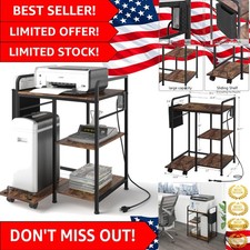 Sturdy Printer Stand with A4 Pocket & 3 AC Outlets - Organize Your Home Office picture