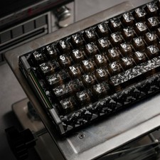 Carbon Fiber Shine Through Translucent Keycaps Cherry Profile 132 Keys Black picture