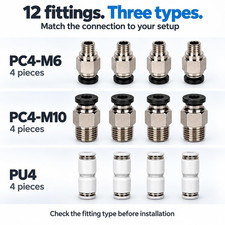 3D Printer PTFE Tube Kit, 6M(19.69ft) Total, 2.5mm ID x 4mm OD, White+Clear picture