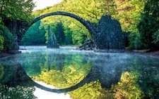Landscape nature river bridge arch trees germany victor Custom Gaming Mat Desk picture