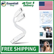 USB-C Splitter 1 in 2 Out with PD 100W Fast Charging and Audio Control - White picture