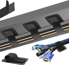 Under Desk Cable Organizer 20 Pair Hook Loop Adhesive Black Cord Management picture