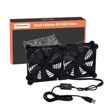 Quiet Dual 140mm Router Fan Cooler - Adjustable Speed, USB Powered Cooling for M picture