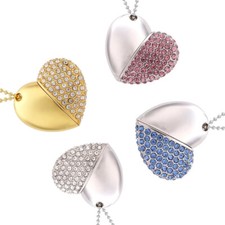 USB 2.0 Flash Drive Crystal Heart Shape Stick Pendant USB Memory Stick 32GB 64GB picture