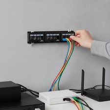Space-Saving QuickPort 12-Port Multimedia Patch Block with Easy Mount Bracket picture