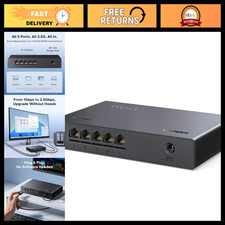 5-Port 2.5Gb Ethernet Switch, High-Speed Network Hub, Plug & Play, Easy Setup picture