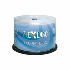 100 PlexDisc 6X 25GB Blank BD-R BDR Blu-Ray Logo Branded Media Disc 633-814 picture