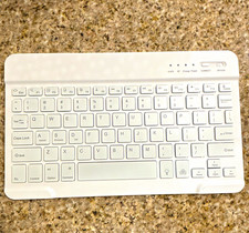 Compact Bluetooth Wireless Keyboard, Built-In Battery, White English QWERTY picture