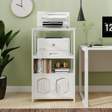 Natwind 4 Tier Printer Stand, File Cabinet W/Adjustable Open Shelves,White | Fil picture