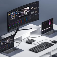 8K 2x1 2 In 1 Out USB C KVM Switch Switcher For 2 Laptop 1 Monitor picture