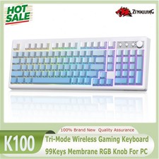 ZIYOULANG K100 Tri-Mode Wireless Gaming Keyboard 99Keys Membrane RGB Knob For PC picture