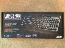 Azio KB505U Large Print, Tri-Color Backlight, Black Wired Keyboard in Retail Box picture