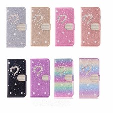 Diamond Love Heart Wallet Cover Case For Redmi Note 13 14 15 A5 A4 15C A3X 13C picture