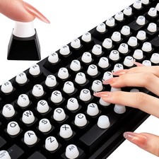 Keyboard Stickers for Long Nails with Number Pad Typing Protection 128PCS White picture