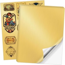 Metallic Brushed Gold Vinyl Sticker Paper for Inkjet & Laser Printer 20 Sheets picture