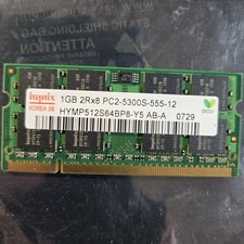 Hynix 1GB DDR2 667MHz PC2-5300S 2Rx8 200-Pin SODIMM Laptop RAM HYMP512S64BP8-Y5 picture