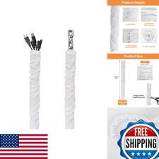 Hkoaodeo White Fabric Cord Cover 2 Pcs 6 Feet Cable Sleeve Pleat Effect picture
