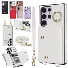 Ring Leather Card Wallet Cover Case For S26 S25 S24 S23 S22 S21 A36 A37 A57 picture