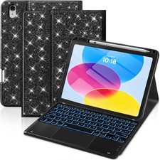 MERSATM for iPad A16 11th/10th Generation Case with Keyboard, Glitter Black picture