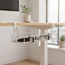 Space-Saving Under Desk Cable Organizer - Heavy Duty, Drill-Free Installation picture