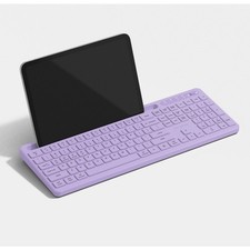 HEYDAY Full-Size Wireless Keyboard with Tablet Holder Purple Rose Bluetooth 5.1 picture
