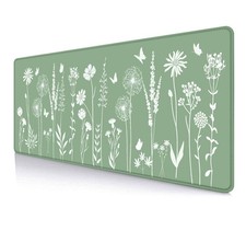 Cute Sage Green Desk Mats Mousepad, Plant Floral Anime Deskmat, Aesthetic Des... picture