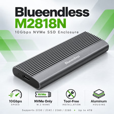 Blueendless USB-C M.2 NVMe SSD Drive Enclosure, 10Gbps, Aluminum Case, Tool-Free picture