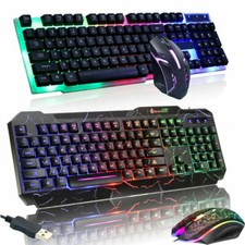 Teclado Mecanico Con Cable Para PC Computadora Multicolor Con Raton Mouse LED picture