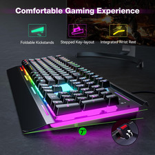Gaming Keyboard USB Wired 15-Zone RGB IP32 Water Resistance 25 Anti-Ghost Quiet picture